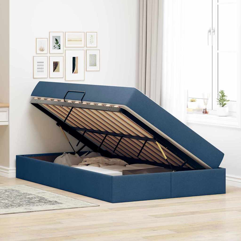 Aufbewahrungsbett mit Matratze Hellgrau 90 x 190 cm Polyester