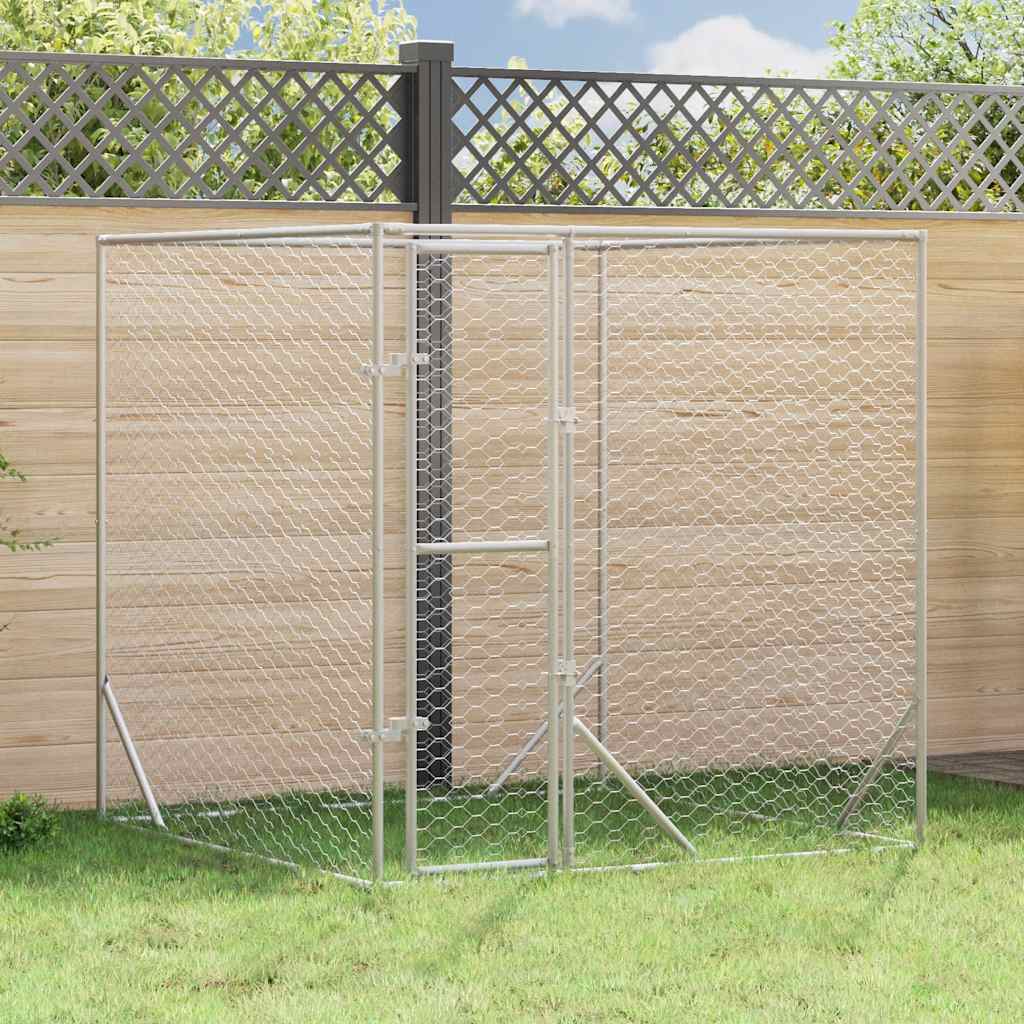 Outdoor-Hundezwinger Silbern 2x2x2 m Verzinkter Stahl