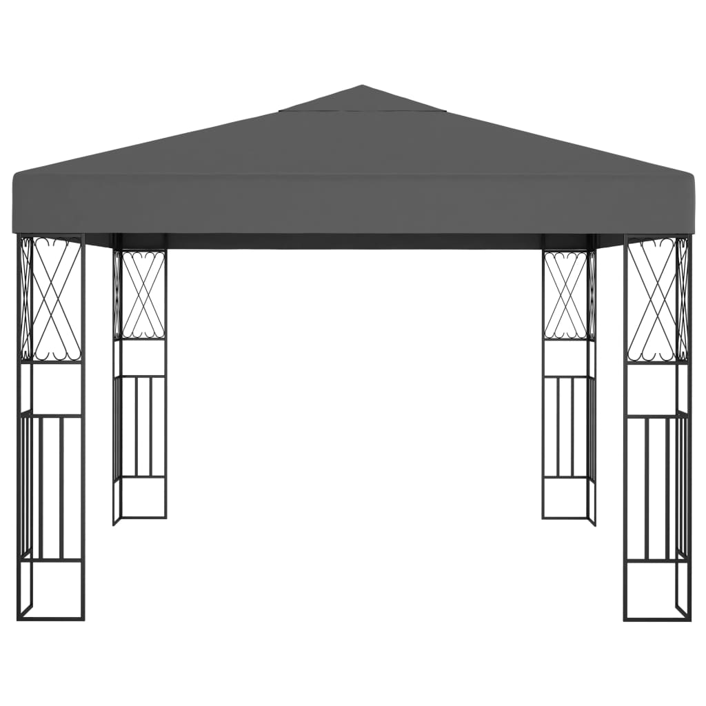 Pavillon mit LED-Lichterkette 3x3 m Creme Stoff