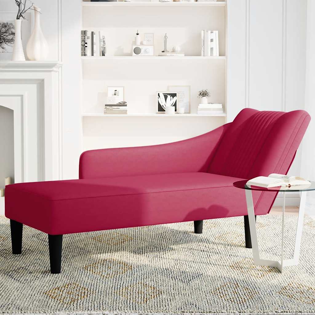 Chaiselongue mit Rechter Armlehne Blau Samt