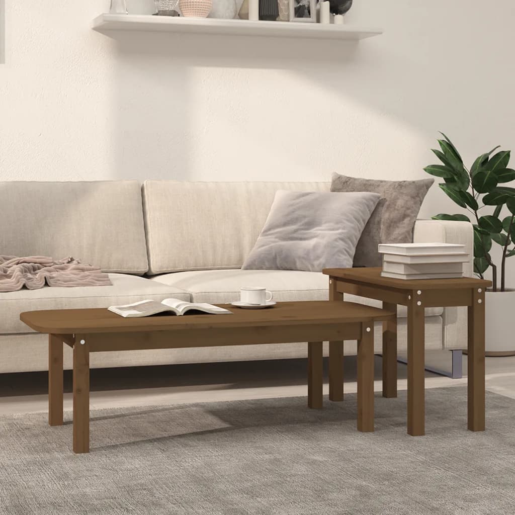 2-tlg. Couchtisch-Set Massivholz Kiefer