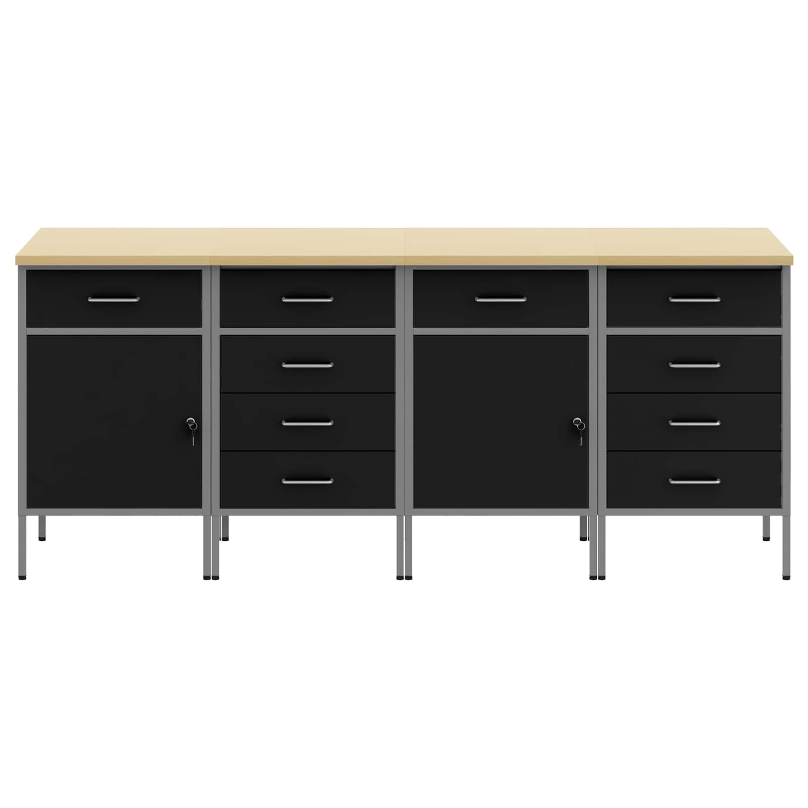 Werkbank mit Schubladen 2 pcs Rot und Grau 100 x 55 x 85 cm