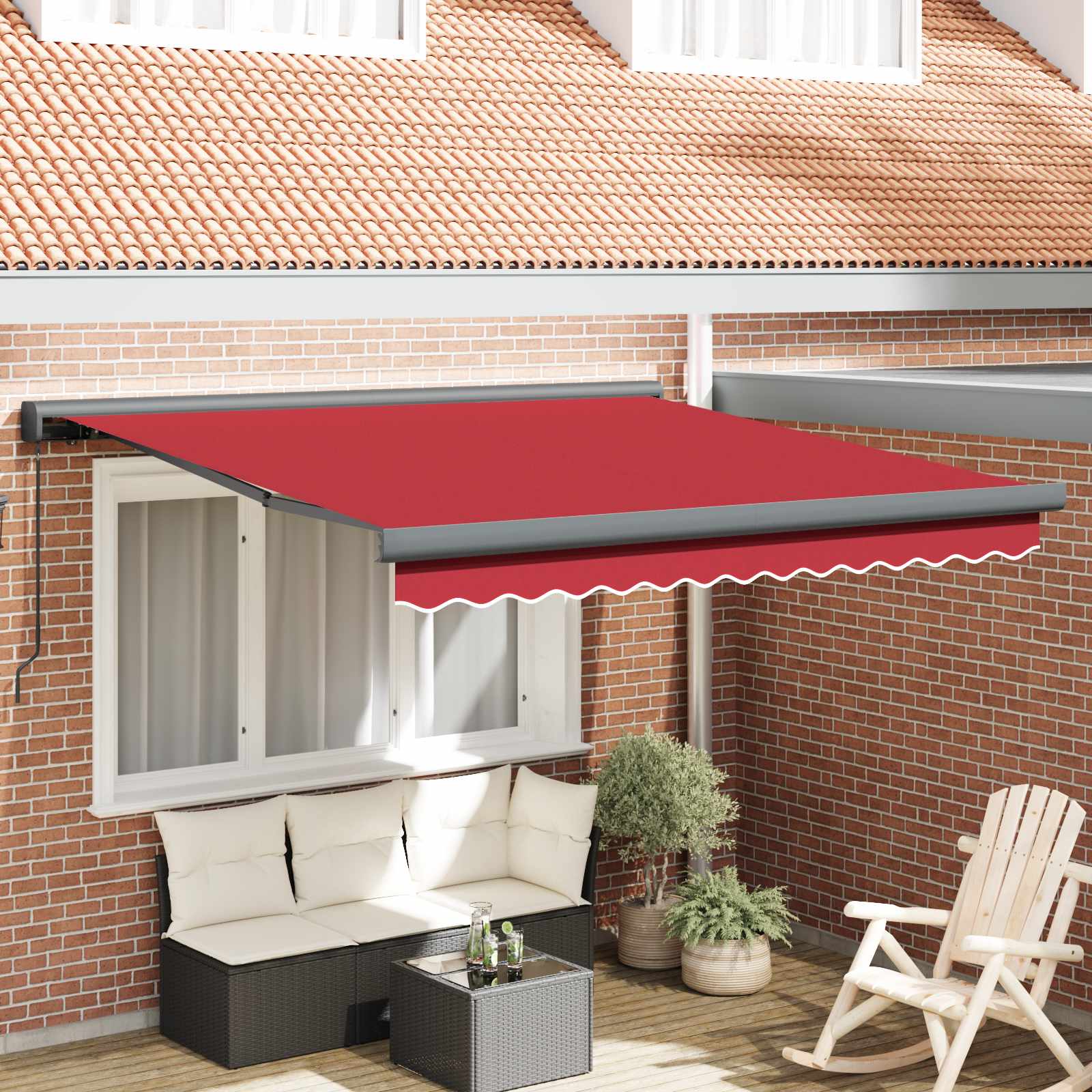 Manuelle Kassetten-Markise 350x250 cm Blau und Weiß