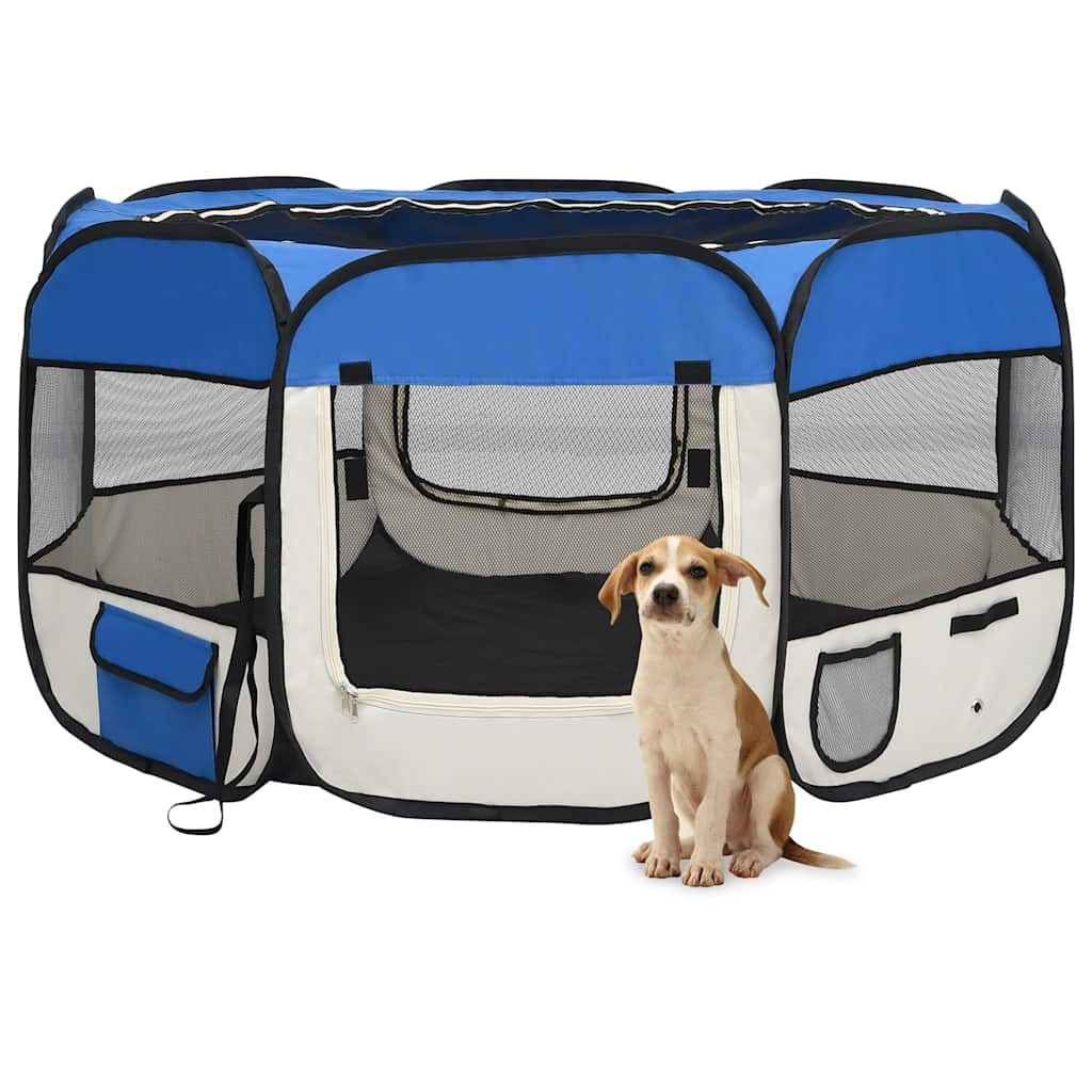 Faltbarer Welpenlaufstall mit Tragetasche Schwarz 90x90x58 cm
