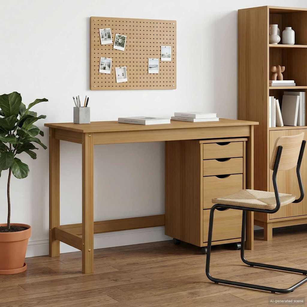 Desk und Rolling Cabinet Set MOSS 2 pcs Honigbraun