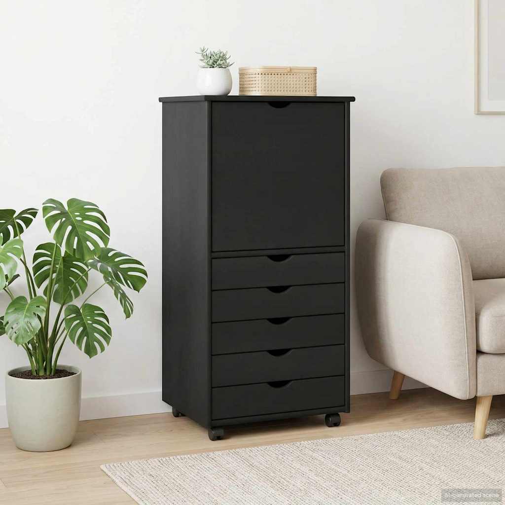 Rollschrank Honigbraun 53 x 39 x 103 cm Massivholz Kiefer