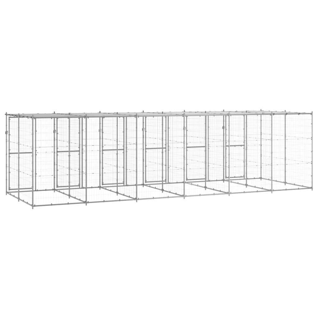 Outdoor-Hundezwinger Stahl mit Überdachung 110x220x180 cm