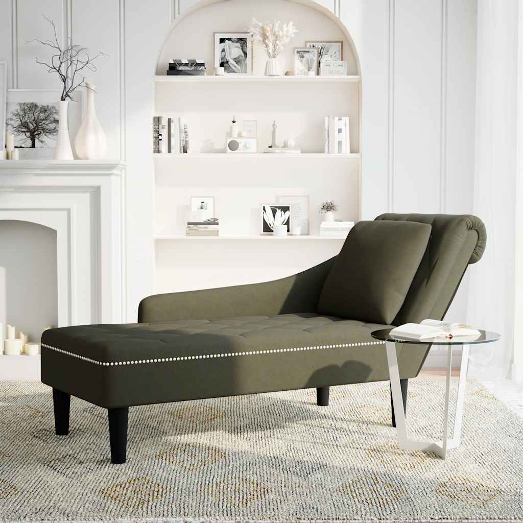 Chaiselongue mit Kissen und Rechter Armlehne Braun Kunstleder