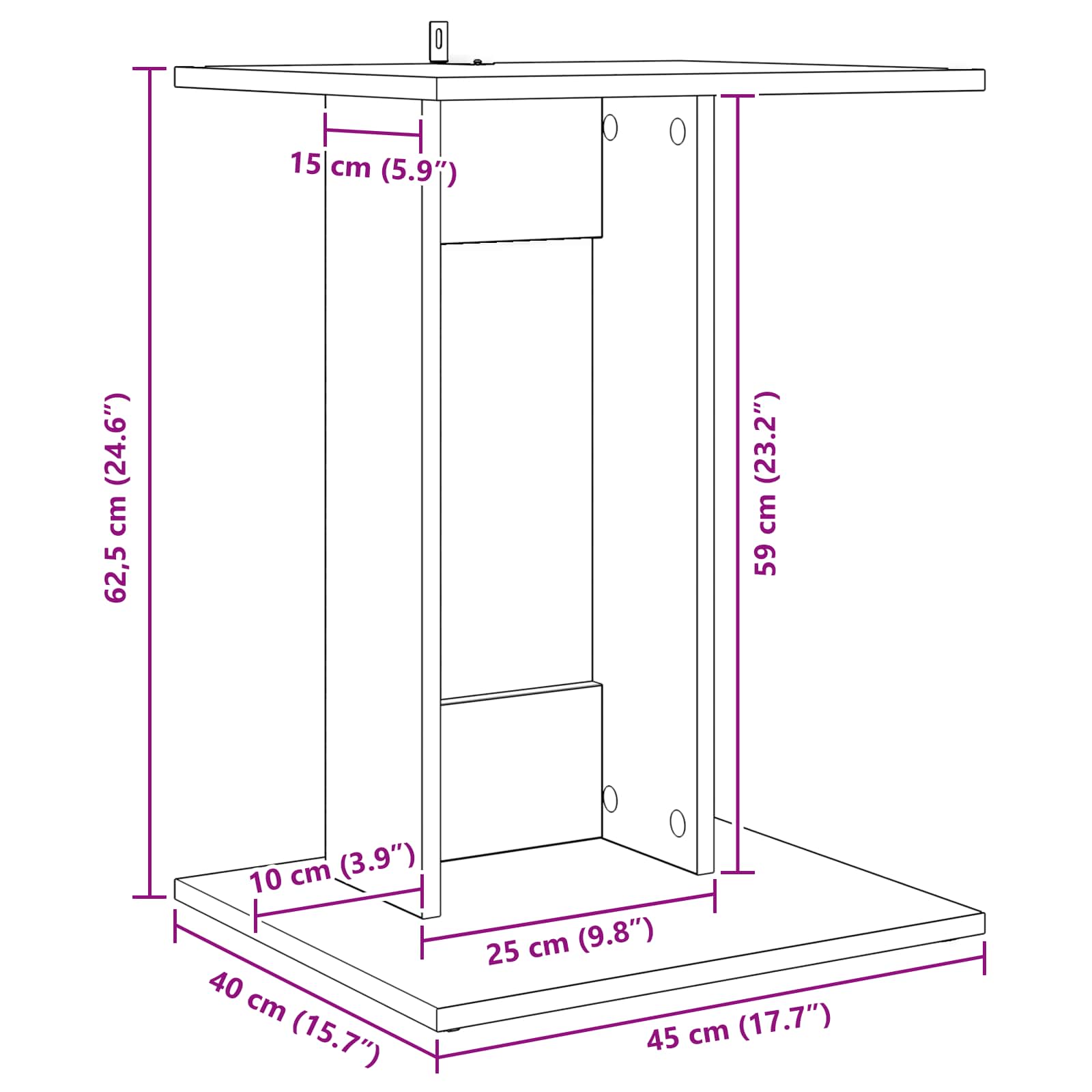 Beistelltisch Weiß 45 x 40 x 62,5 cm Holzwerkstoff