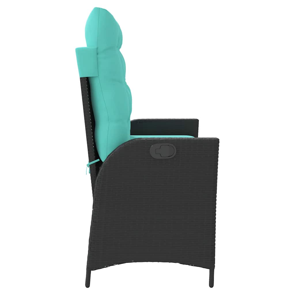 Gartenbank Verstellbar mit Kissen Braun Poly Rattan