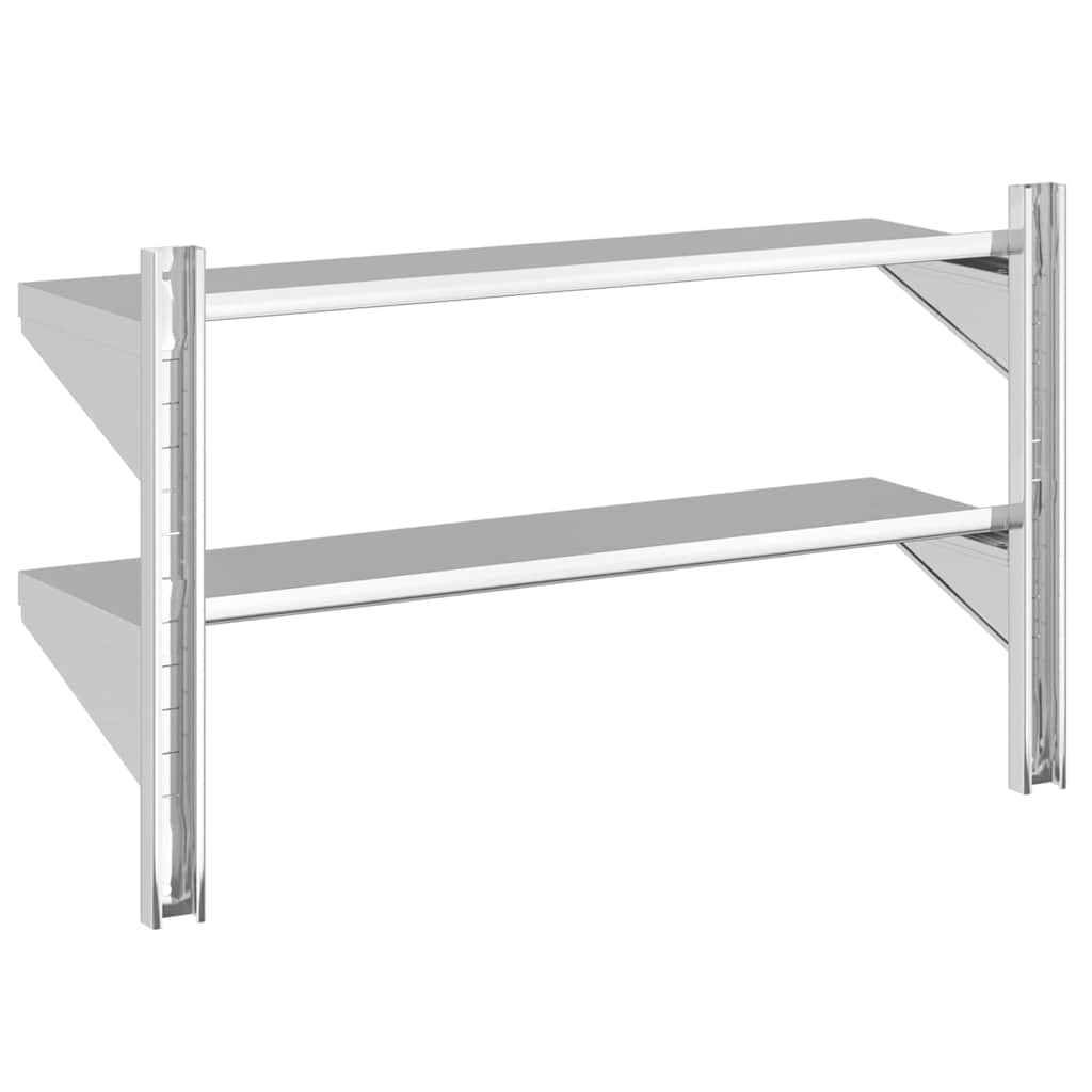 Wandregal mit 2 Böden 100x40x60 cm Silbern Edelstahl