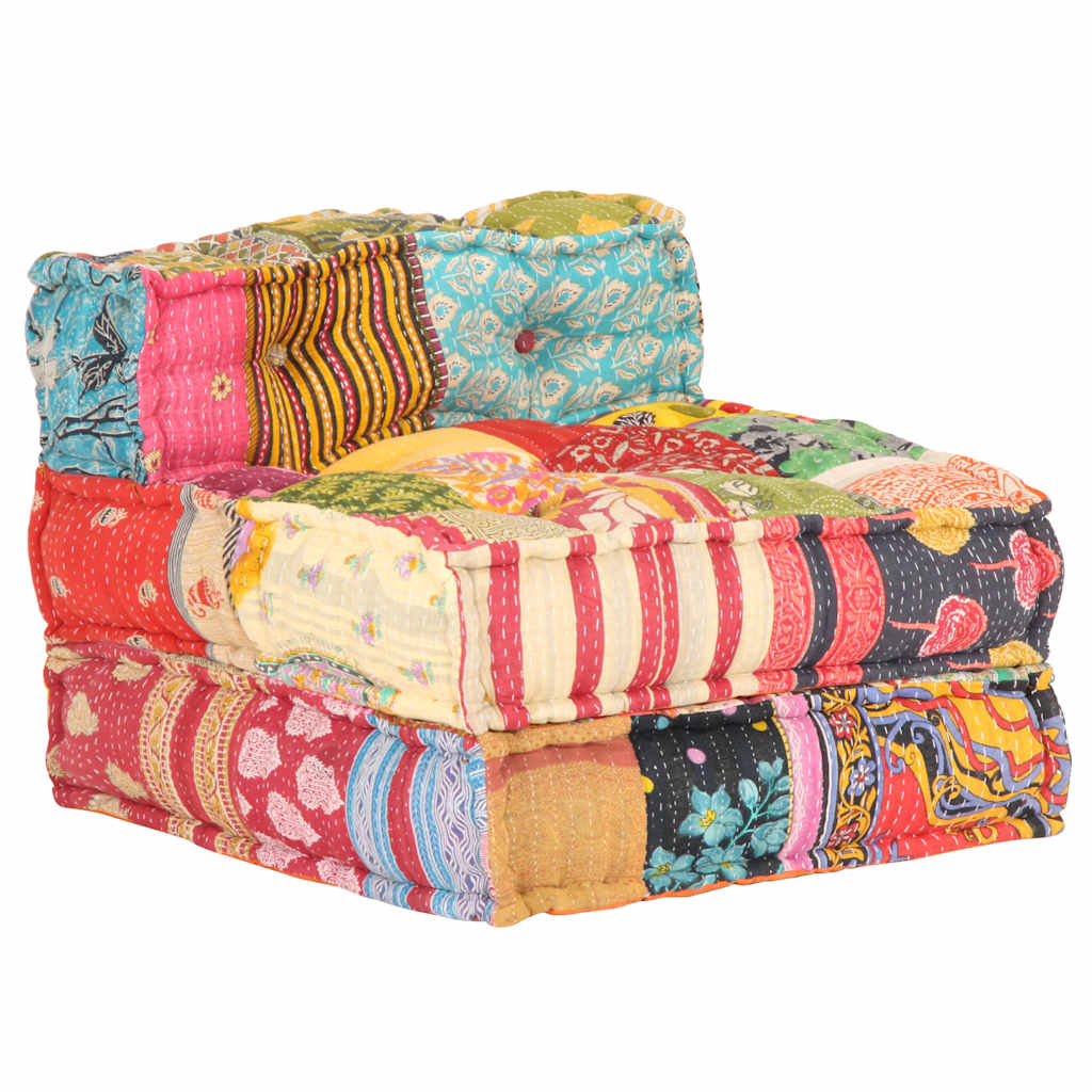 2-Sitzer Modularer Pouf Patchwork Stoff