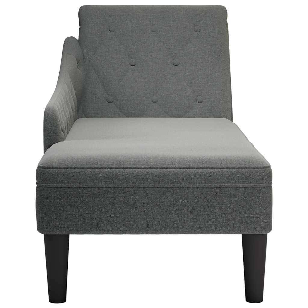 Chaiselongue mit Kissen und Rechter Armlehne Schwarz Stoff
