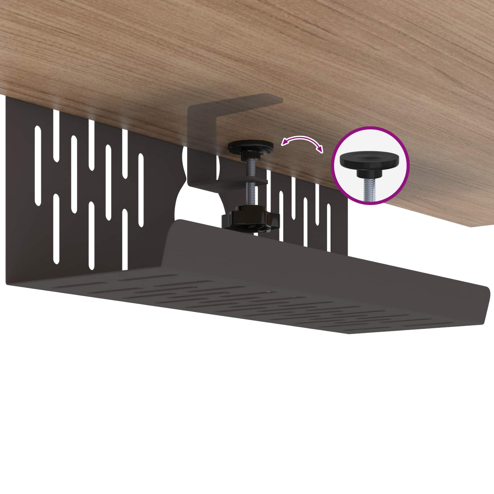 Unter dem Schreibtisch Kabelmanagement Tray 2 Stk. Anthrazit
