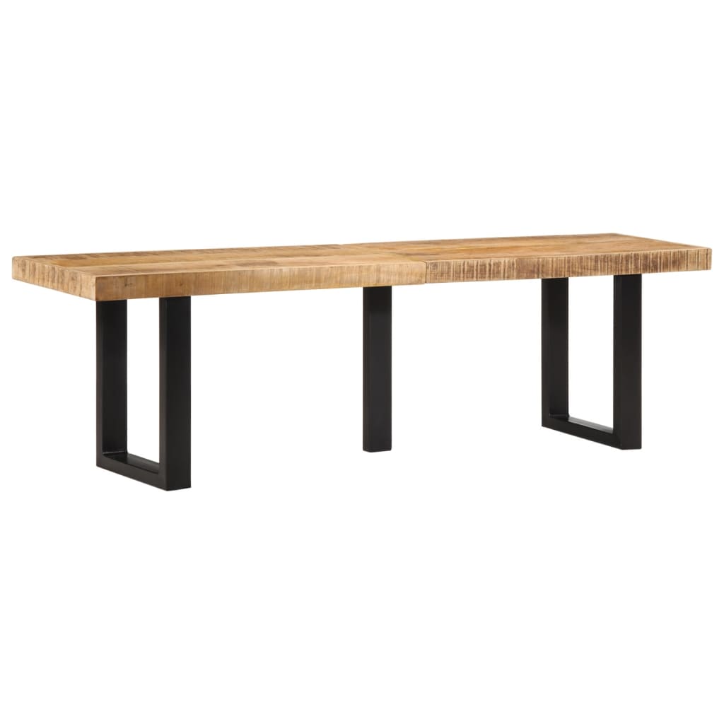 Sitzbank mit Naturkanten 110 cm Akazie Massivholz und Stahl