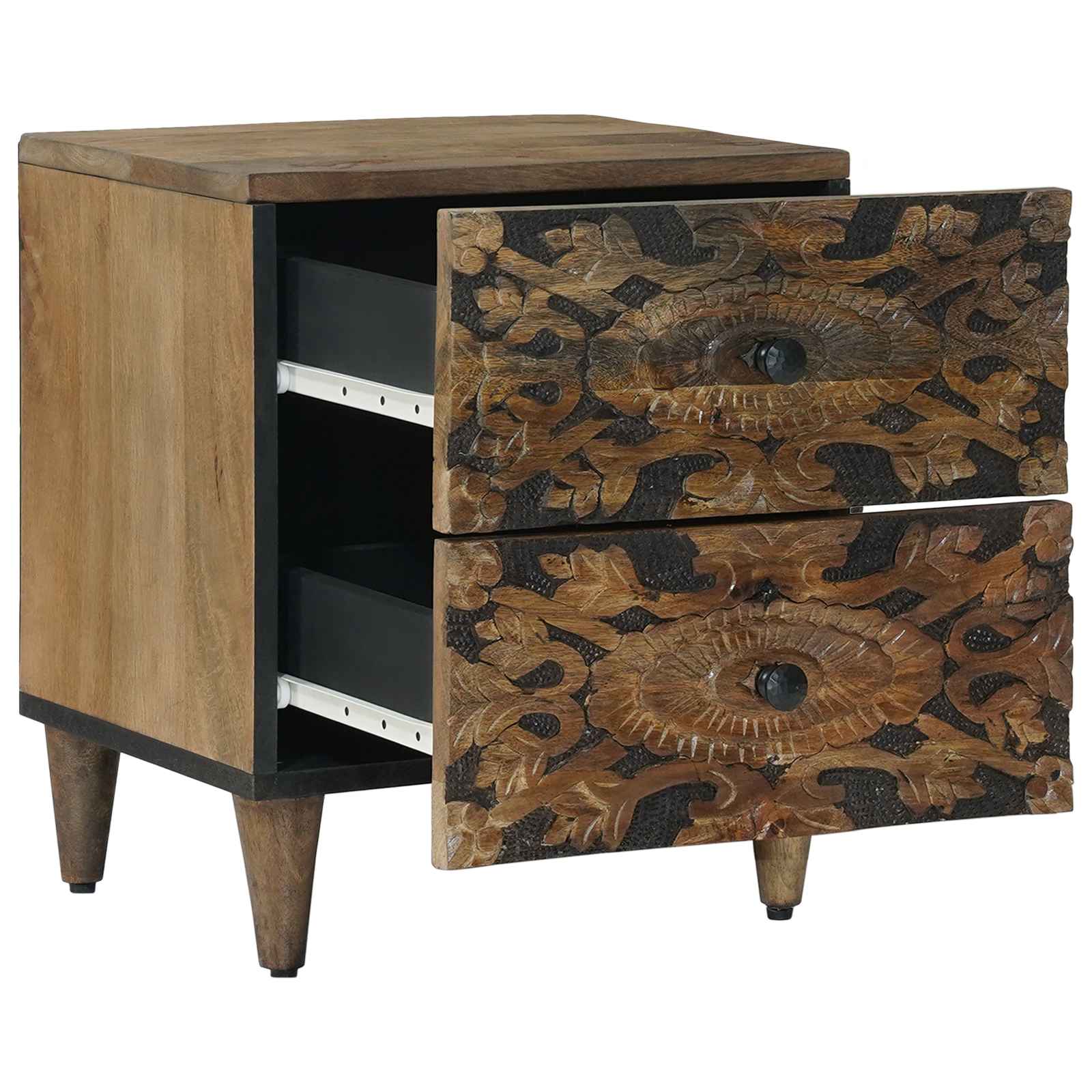Nachttisch Braun 40 x 33,5 x 46 cm Massivholz Mango
