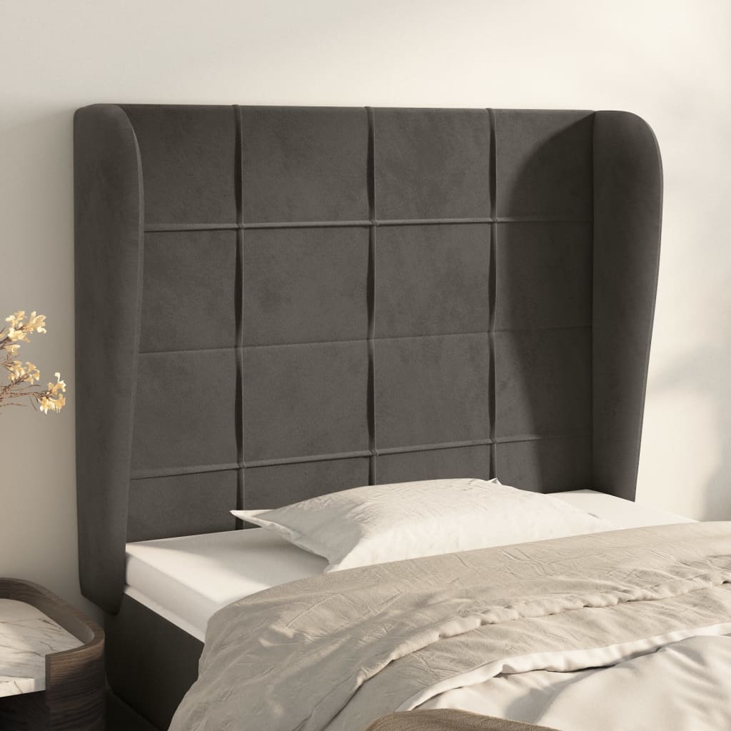 Kopfteil mit Ohren Dunkelblau 93x23x78/88 cm Samt