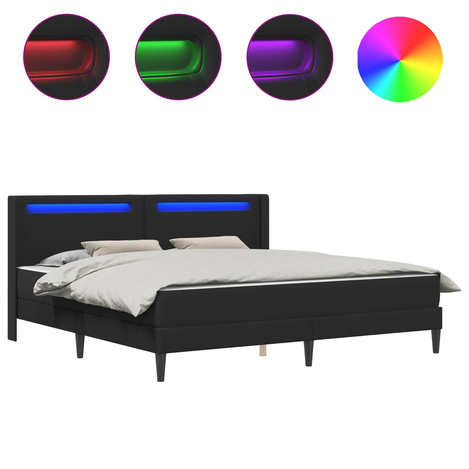 Bettgestell mit Matratze Schwarz 90 x 190 cm Kunstleder