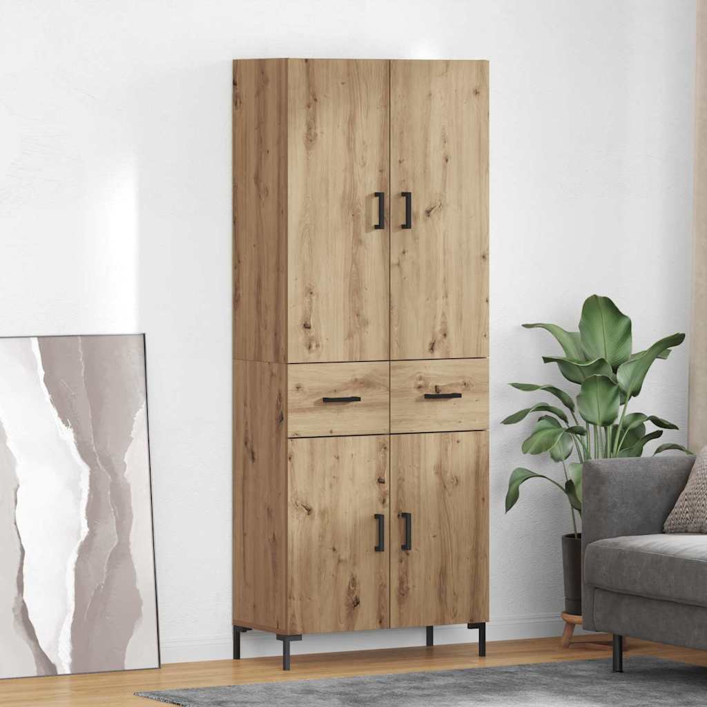 Highboard Betongrau 69,5x34x180 cm Holzwerkstoff