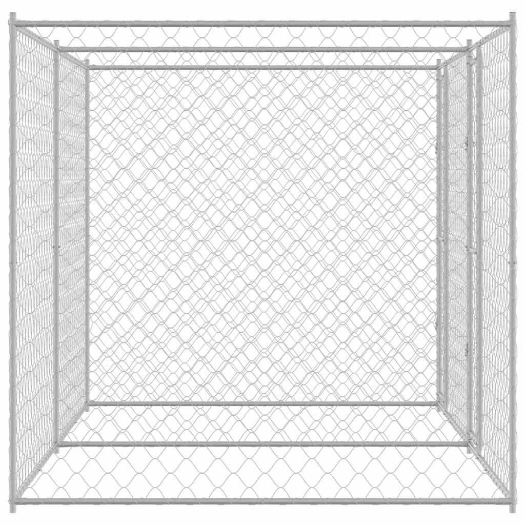 Hundezwinger mit Tür Grau 2x2x1,5 m Verzinkter Stahl