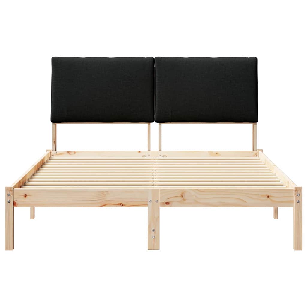 Bettgestell Braun und hellgrau 200 x 200 cm Massivholz Kiefer
