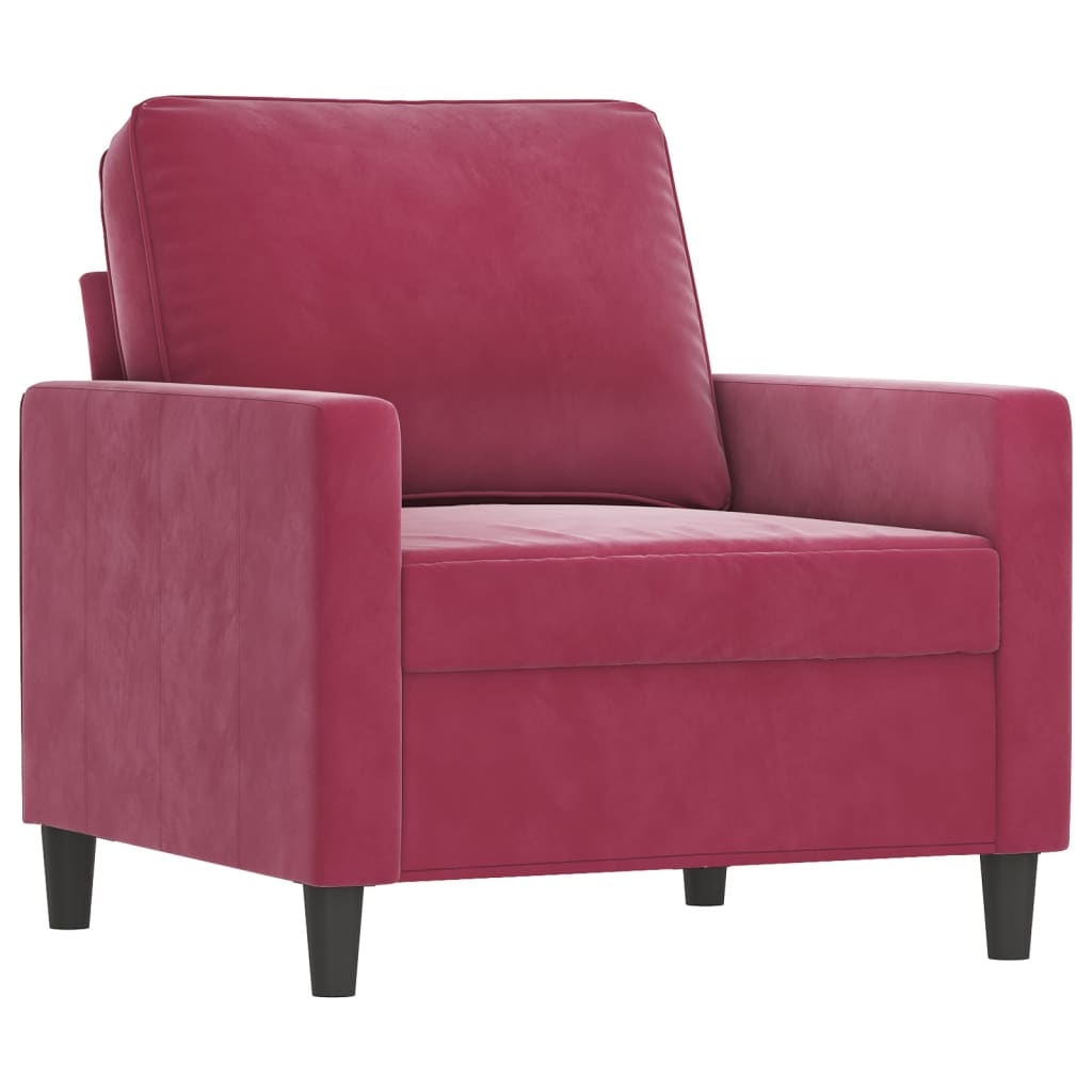 3-tlg. Sofagarnitur mit Kissen Rosa Samt