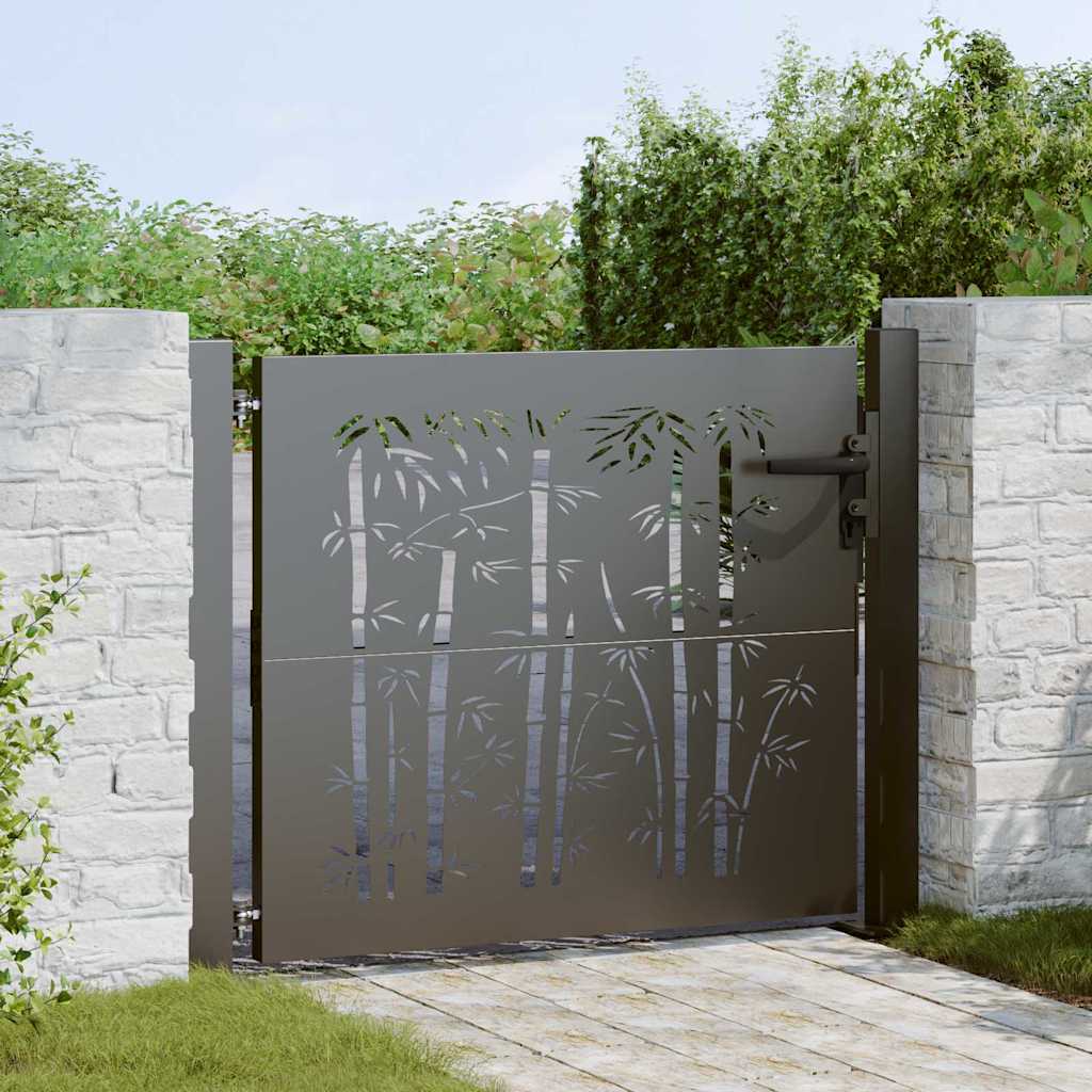 Gartentor 100x75 cm Cortenstahl Bambus-Design