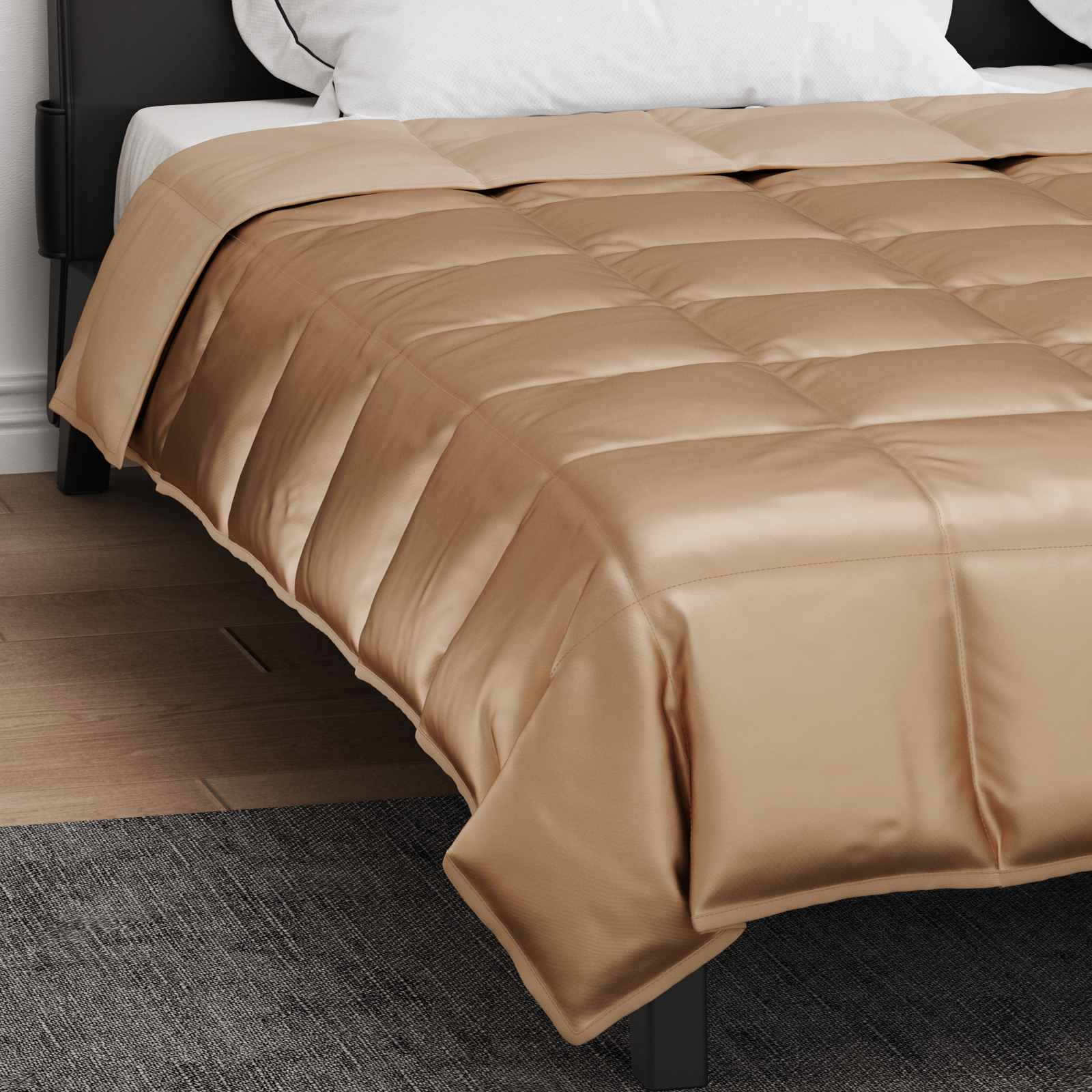 Ganzjahresbettdecke Gold 135 x 200 cm Satin und Mikrofaser