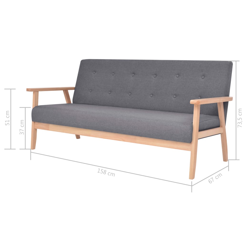 2-Sitzer-Sofa Stoff Hellgrau