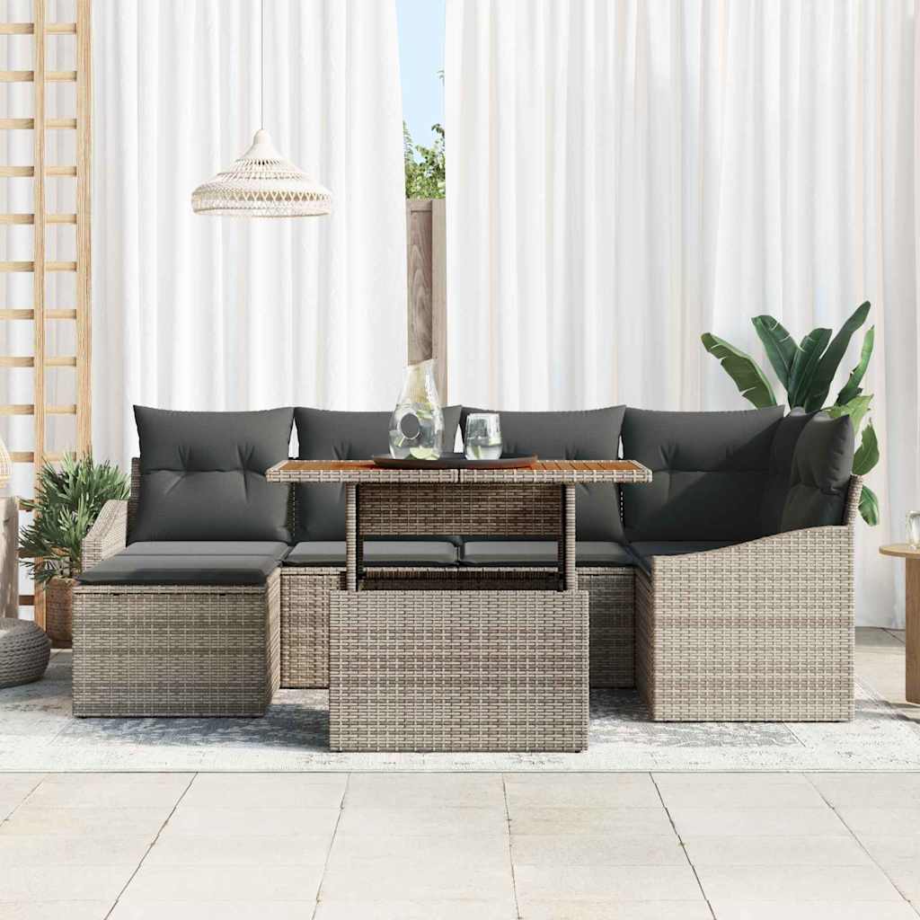 Garten Essgruppe mit Kissen 7 pcs Schwarz und Creme