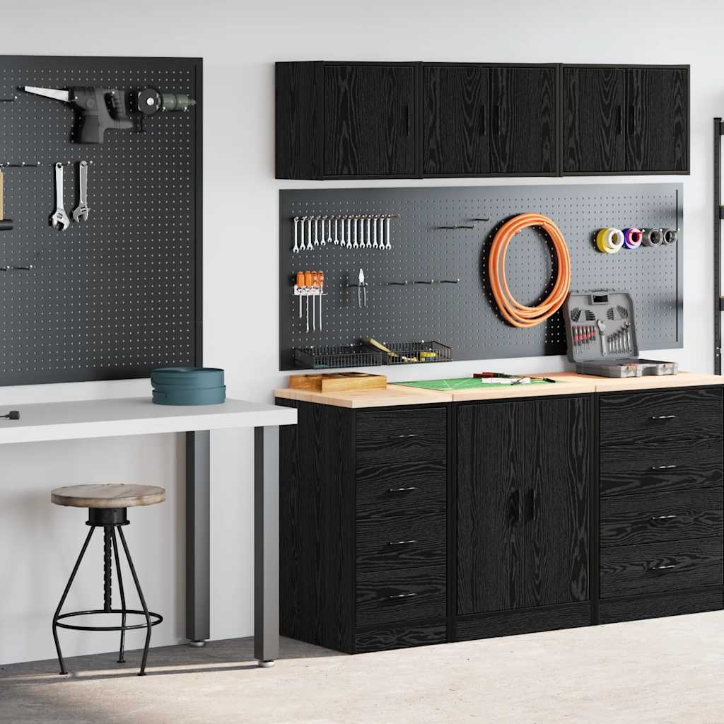Garagenschränke 2 Stk. Schwarz Holzwerkstoff