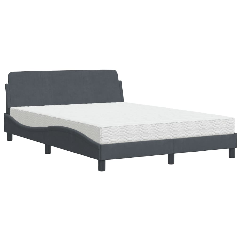Bett mit Matratze "Dover" Hellgrau 80x200 cm Samt