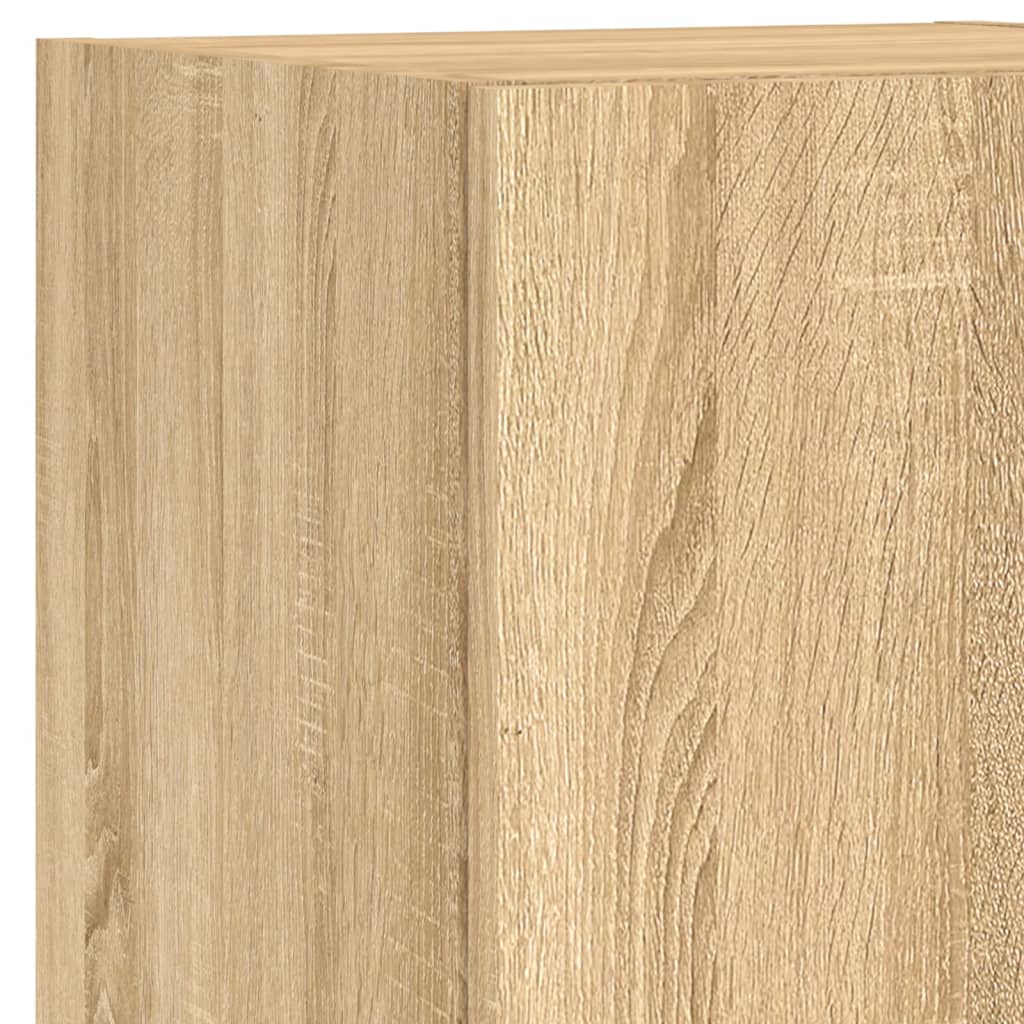 4-tlg. Wohnwand mit LED-Beleuchtung Weiß Holzwerkstoff