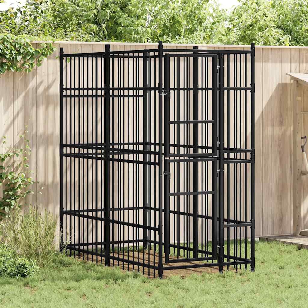 Outdoor-Hundezwinger mit Dach Stahl 1,84 m²