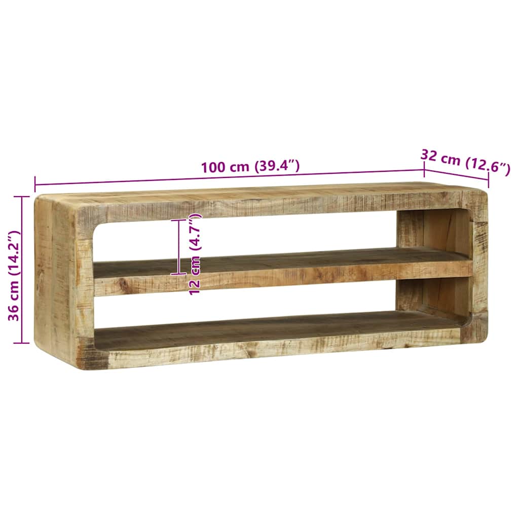 TV-Schränk mit Regal Braun 60 x 32 x 36 cm Massivholz Mango