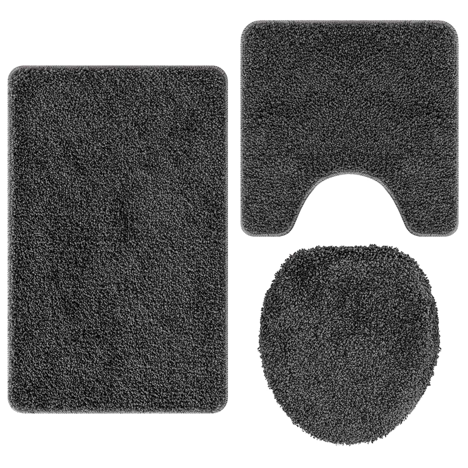 Anti-Rutsch Badematten-Set 3 pcs Grau PP