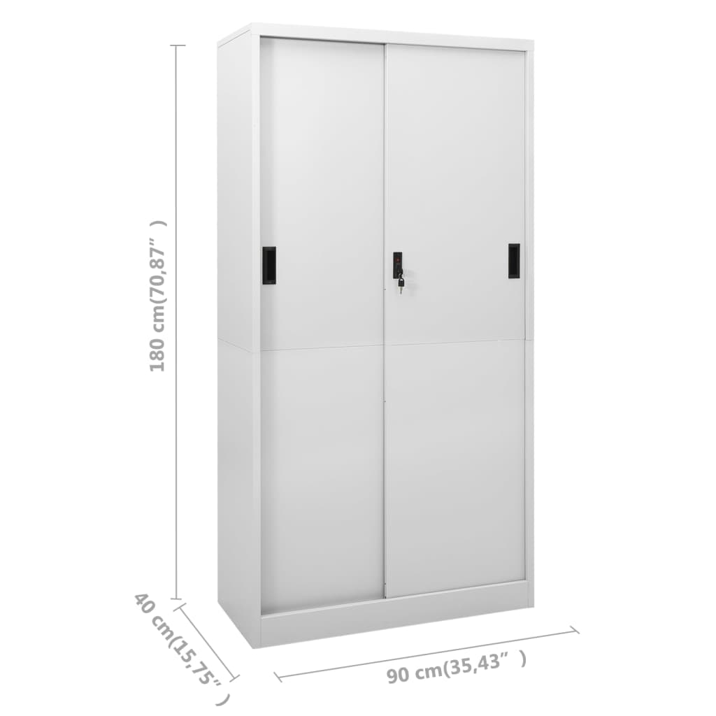 Büroschrank mit Schiebetür Weiß 90x40x180 cm Stahl