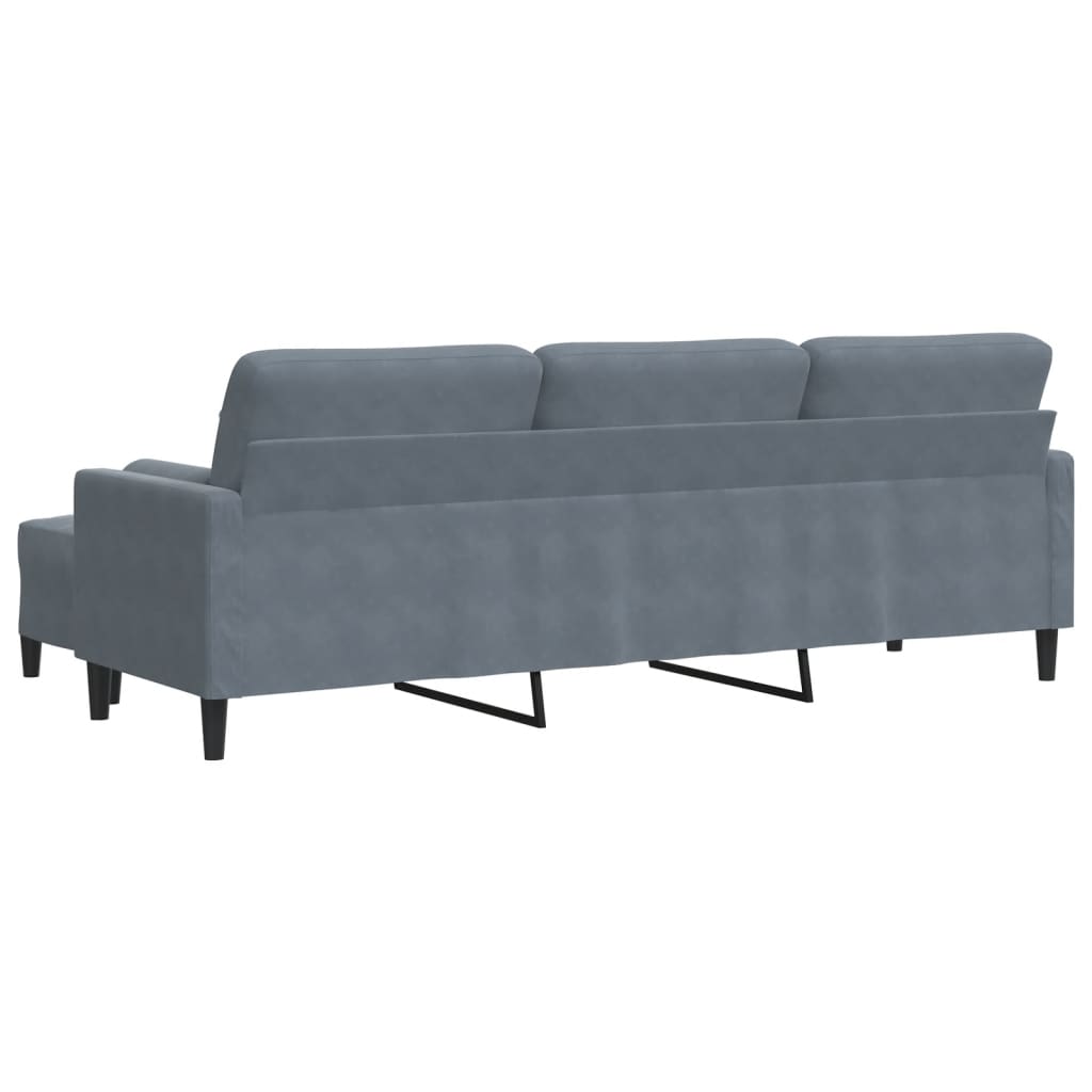 3-Sitzer-Sofa mit Hocker Hellgrau 180 cm Samt