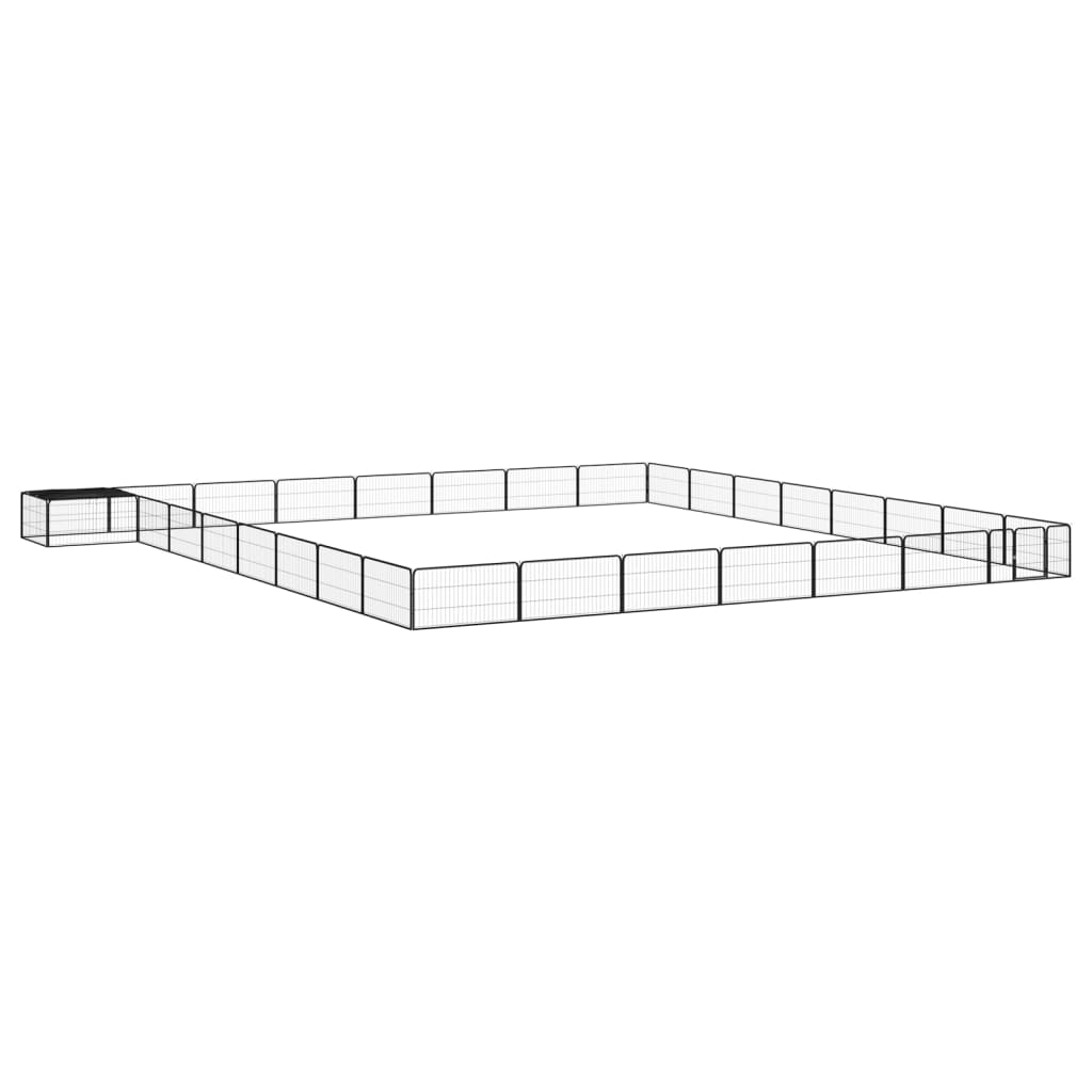 4-tlg. Hundelaufstall Schwarz 100x50cm Stahl Pulverbeschichtung