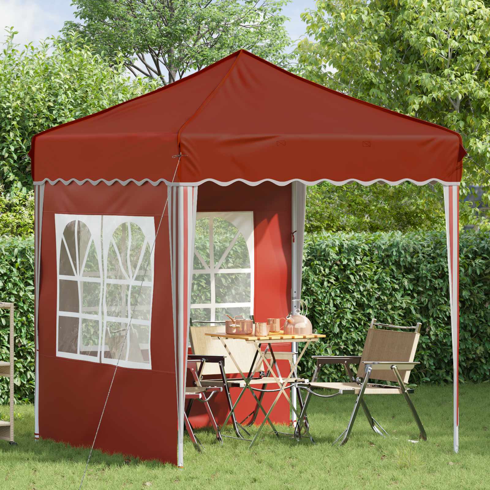 Pop-up Partyzelt 195 x 195 x 245 cm Creme Oxford-Stoff