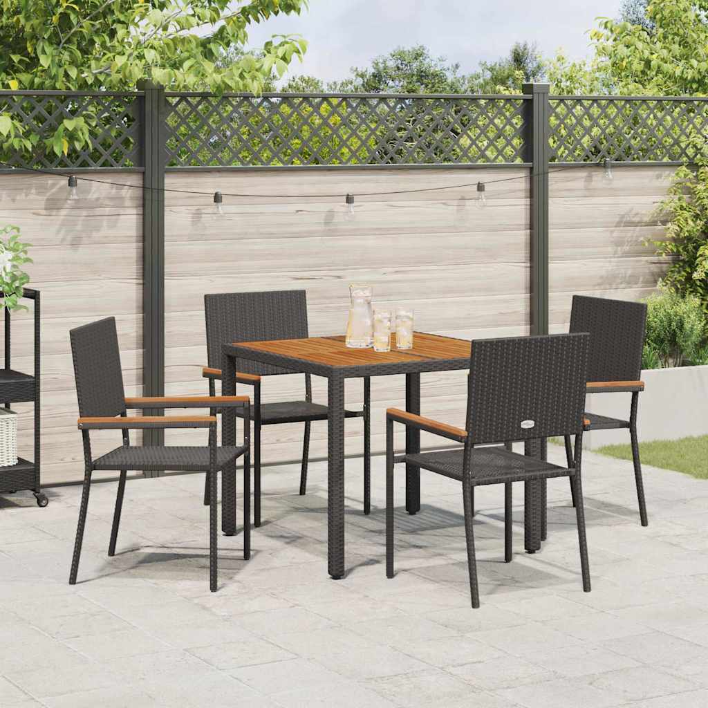 Garten Essgruppe 3 pcs Schwarz Poly-Rattan