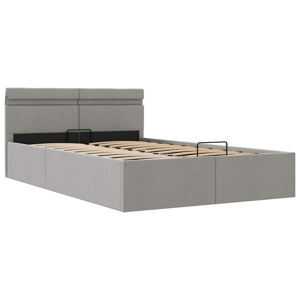 Bett mit Bettkasten Hydraulisch LED Dunkelgrau Stoff 90x200 cm