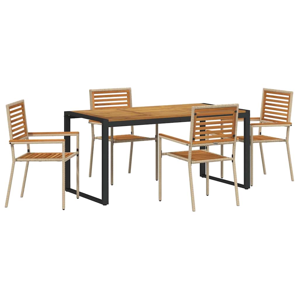 Garten Essgruppe 5 pcs Schwarz und Braun Poly-Rattan