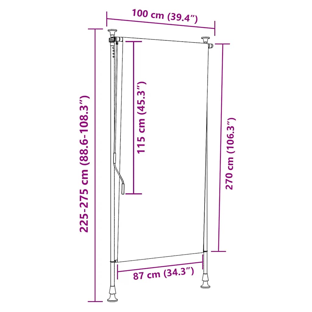 Außenrollo 100 x 270 cm Anthrazit