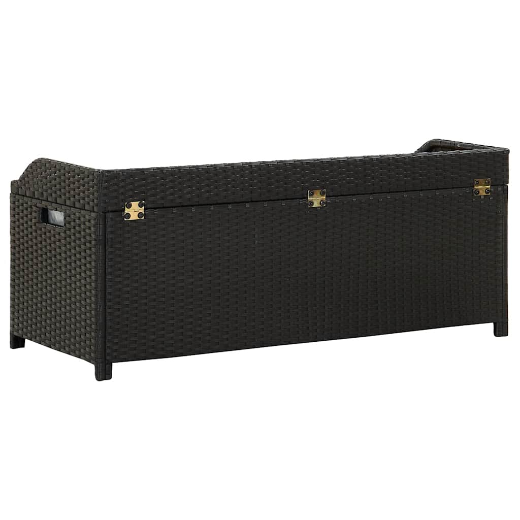 Bank mit Stauraum Schwarz 100x50x52 cm Poly Rattan Akazienholz