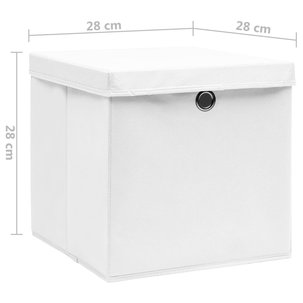 Aufbewahrungsboxen mit Deckeln 10 Stk. 28x28x28 cm Schwarz