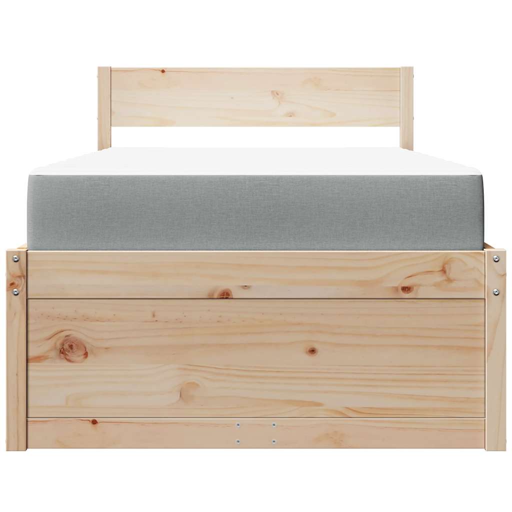 Bett mit Schubladen und Matratze 200x200 cm Massivholz Kiefer