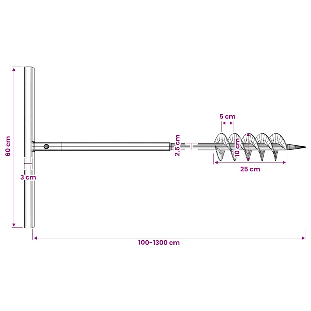 Erdbohrer mit Griff 100 mm Verlängerungsrohr 9 m