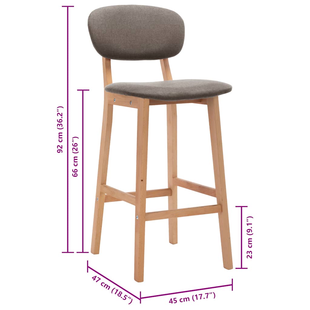 Barhocker 2 Stk. Braun Stoff