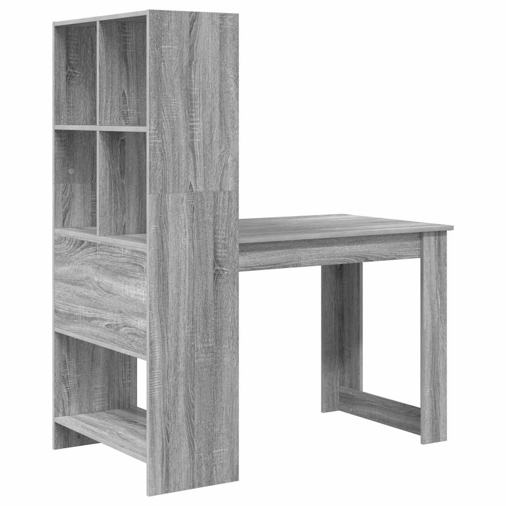 Schreibtisch mit Regal Schwarz Eichen-Optik 122 x 67 x 145 cm